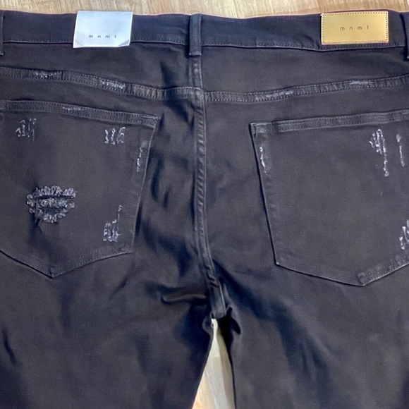 New Men’s MNML Jeans X231 Black Stretch Moto Denim Skinny Distressed Ripped Pant - Picture 5 of 9